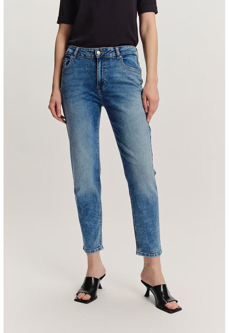 GreenPoint Blugi slim-fit din amestec de modal cu talie medie - Albastru melange