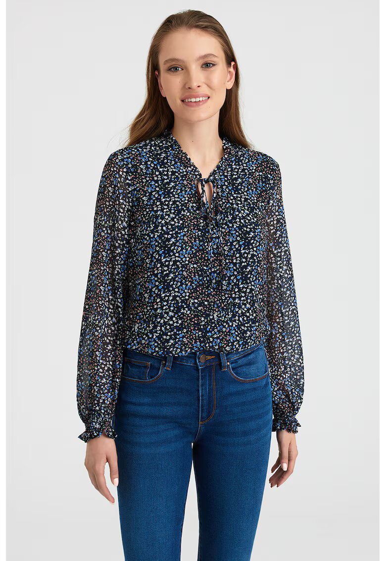 GreenPoint Bluza cu imprimeu floral - Bleumarin