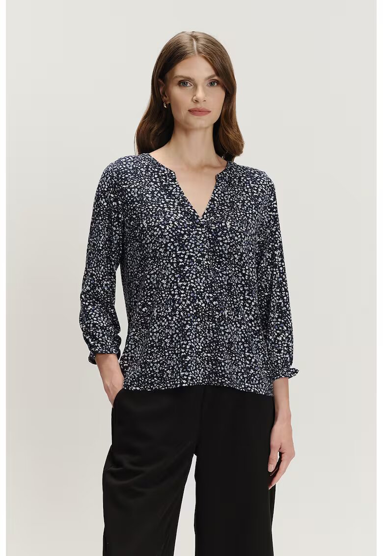 GreenPoint Bluza cu maneci trei sferturi si model - Alb/Albastru ultramarin/Albastru