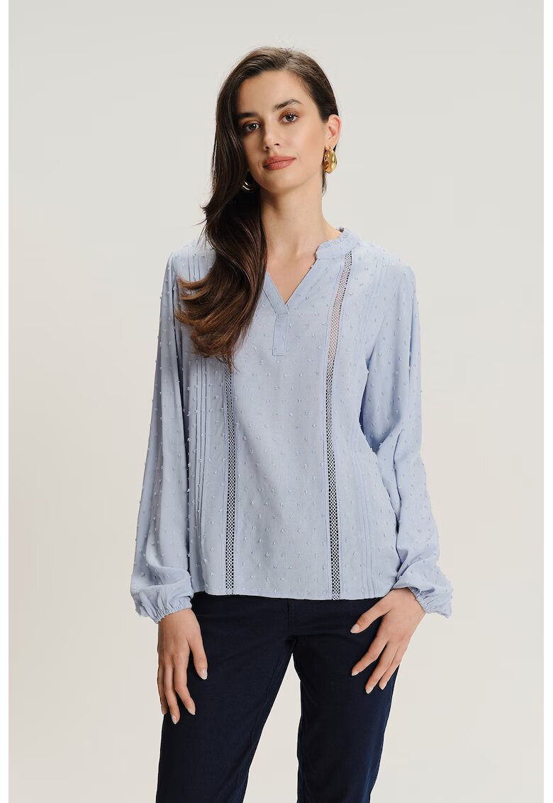 GreenPoint Bluza-tuica cu insertii crosetate - Albastru deschis