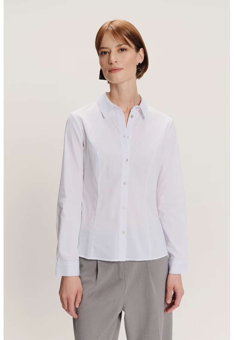 GreenPoint Camasa slim fit din amestec de bumbac - Alb optic