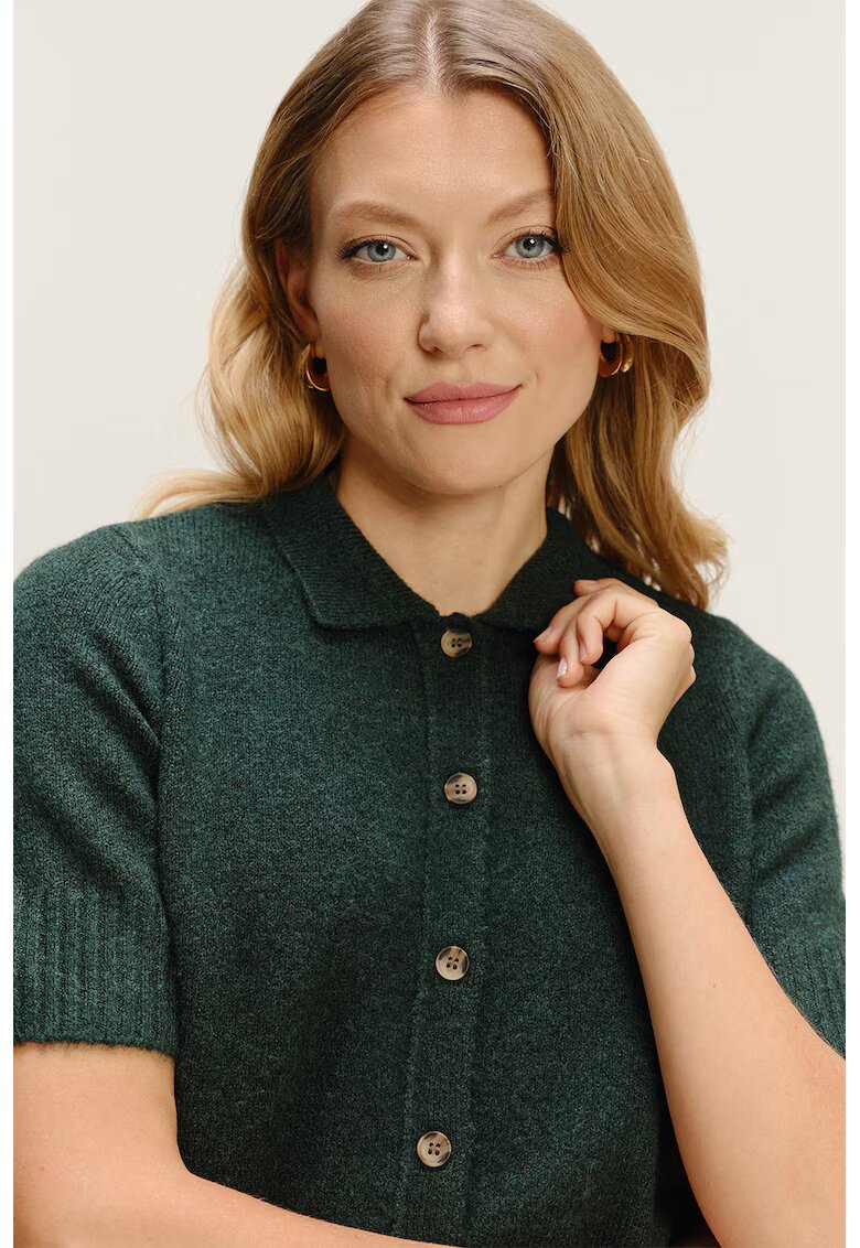 GreenPoint Cardigan cu maneci scurte - Verde padure