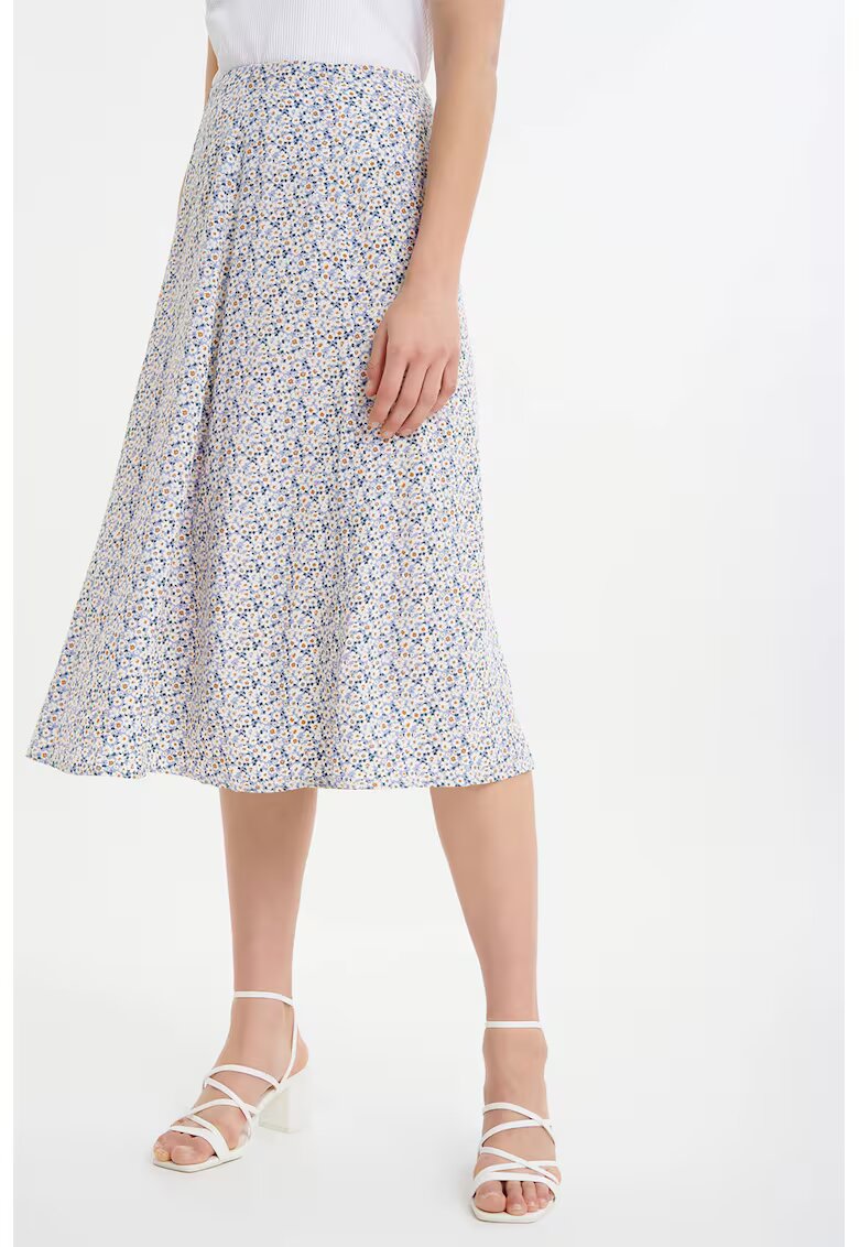 GreenPoint Fusta midi cu model Circle Cut - Kaki/Lila/Albastru