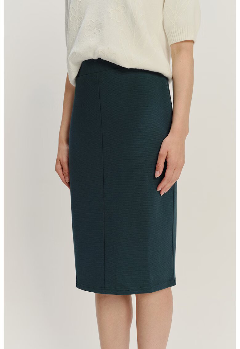 GreenPoint Fusta midi dreapta din amestec de modal - Verde aquamarin