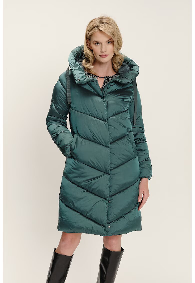 GreenPoint Geaca lunga cu gluga - Verde aquamarin