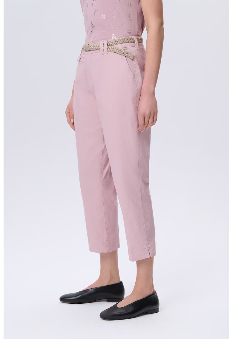 GreenPoint Pantaloni crop cu buzunare oblice - Roz prafuit