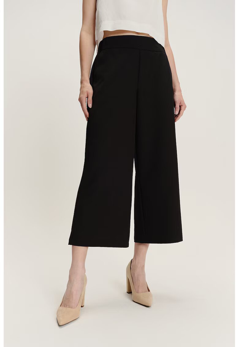 GreenPoint Pantaloni culotte cu buzunare - Negru