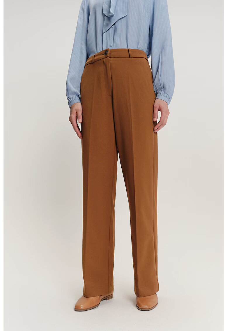 GreenPoint Pantaloni din amestec de modal cu croiala ampla si buzunare - Maro scortisoara