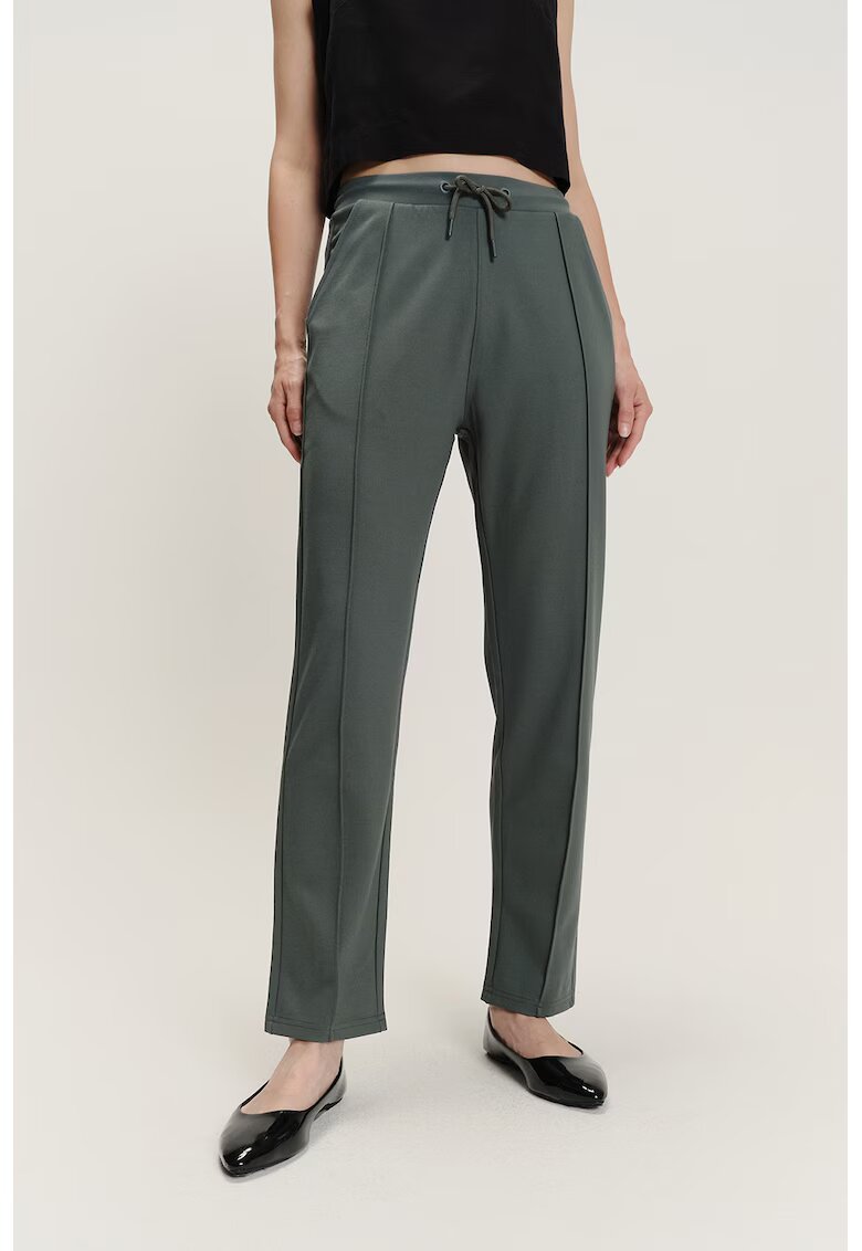 GreenPoint Pantaloni din amestec de modal cu talie ajustabila - Verde inchis
