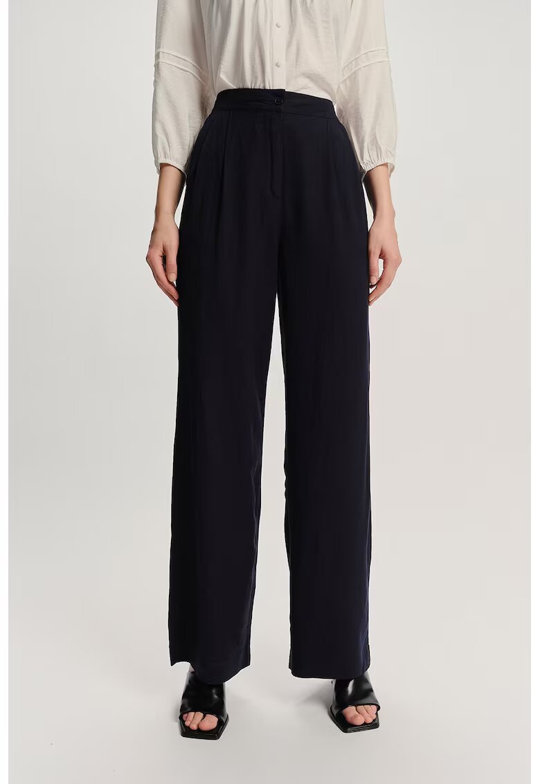 GreenPoint Pantaloni drepti cu talie inalta - Albastru ultramarin