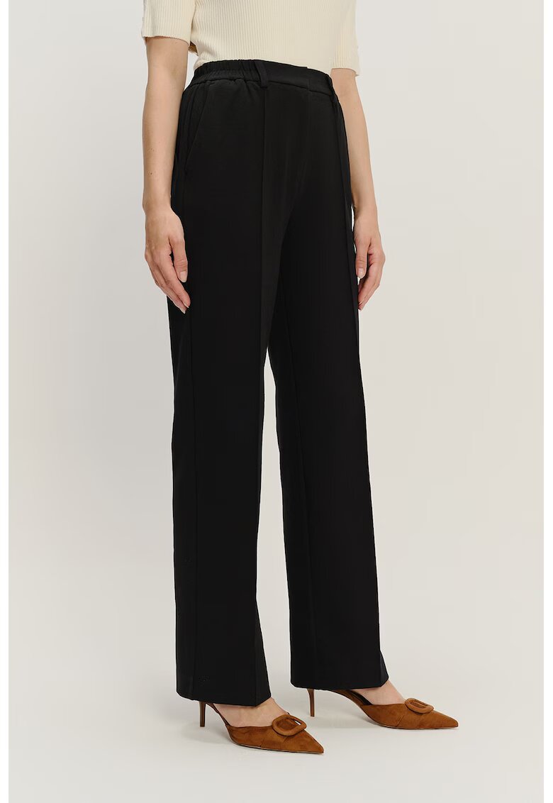 GreenPoint Pantaloni drepti din amestec de modal - Negru