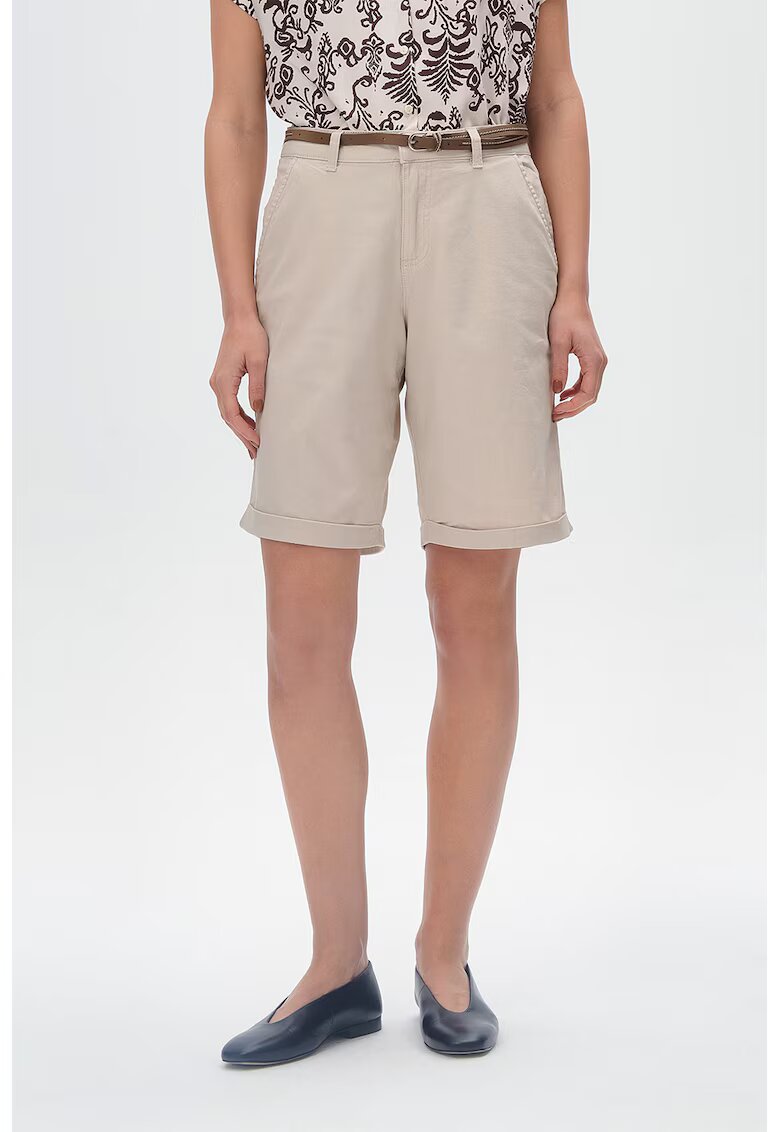 GreenPoint Pantaloni scurti drepti cu curea - Maro/Maro nisip