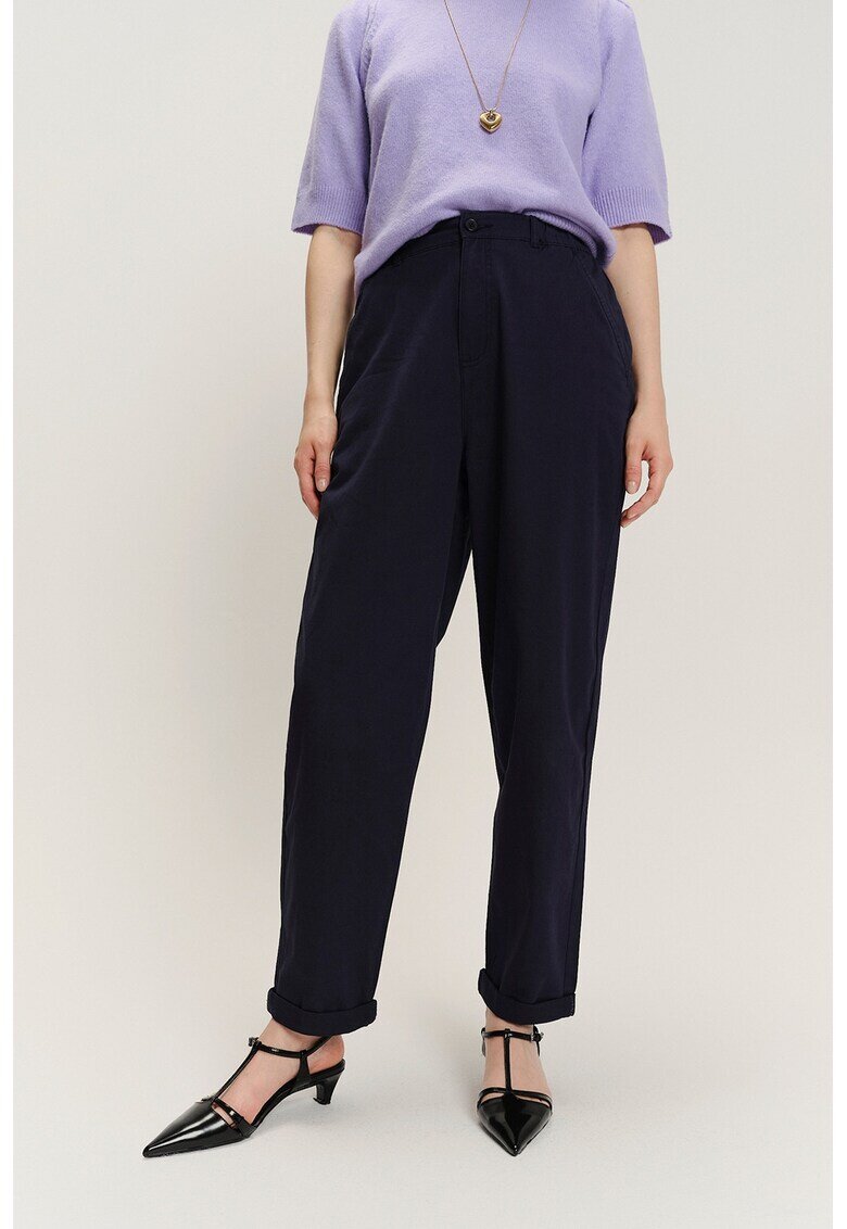 GreenPoint Pantaloni uni din amestec de modal - Albastru ultramarin