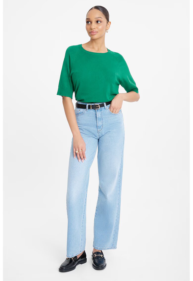 GreenPoint Pulover cu maneci scurte raglan - Verde