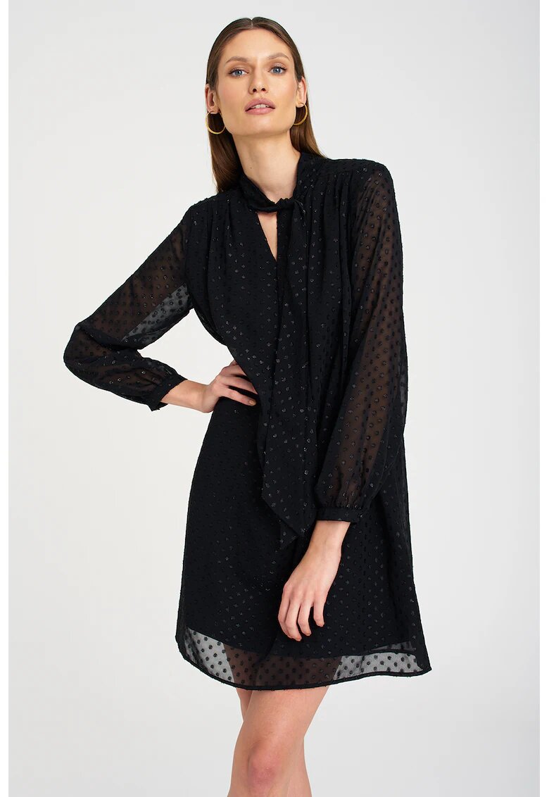 GreenPoint Rochie mini cu buline - Negru