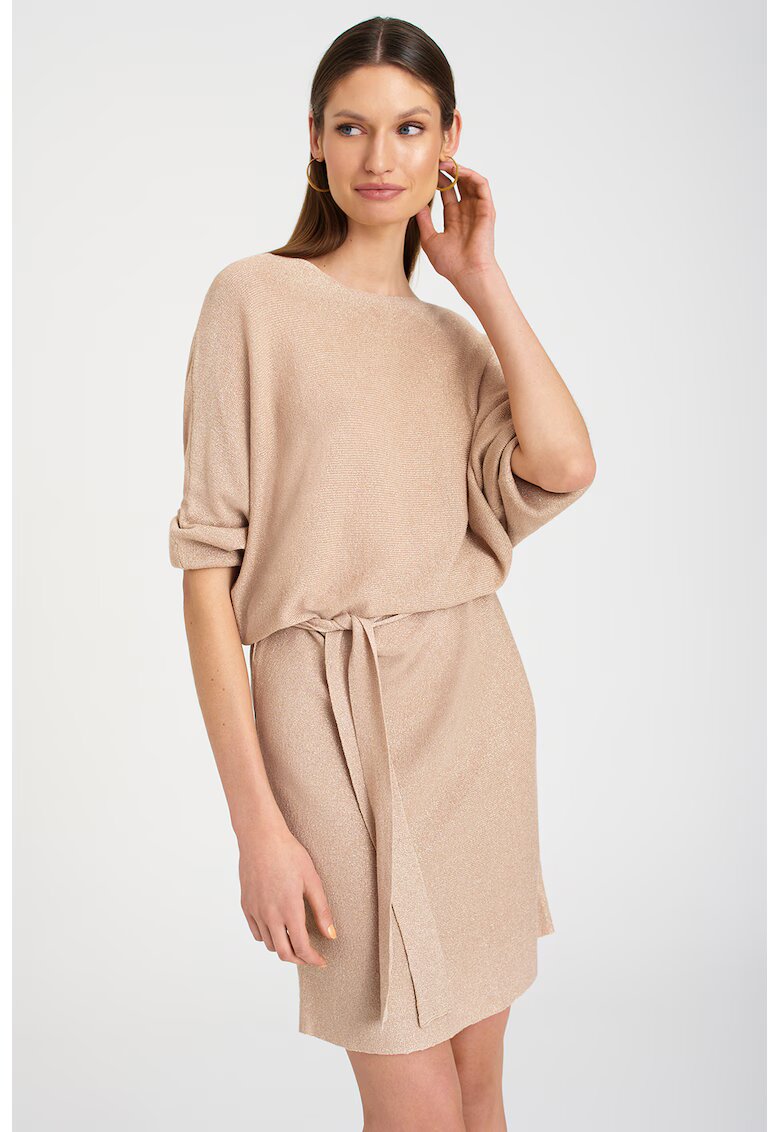GreenPoint Rochie-pulover cu insertii stralucitoare - Bej