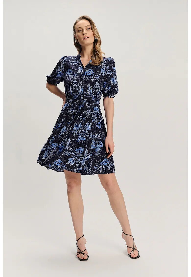 GreenPoint Rochie scurta cu decolteu in V - Albastru ultramarin/Albastru