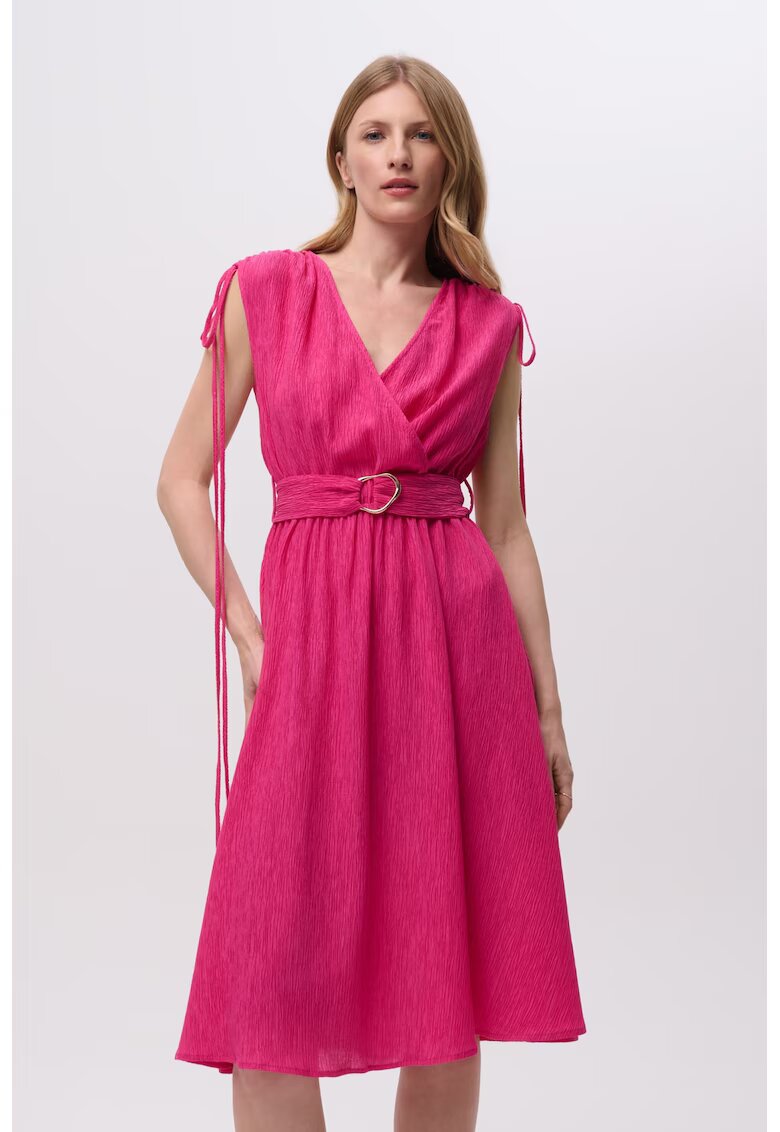 GreenPoint Rochie texturata din amestec de lyocell - Fucsia