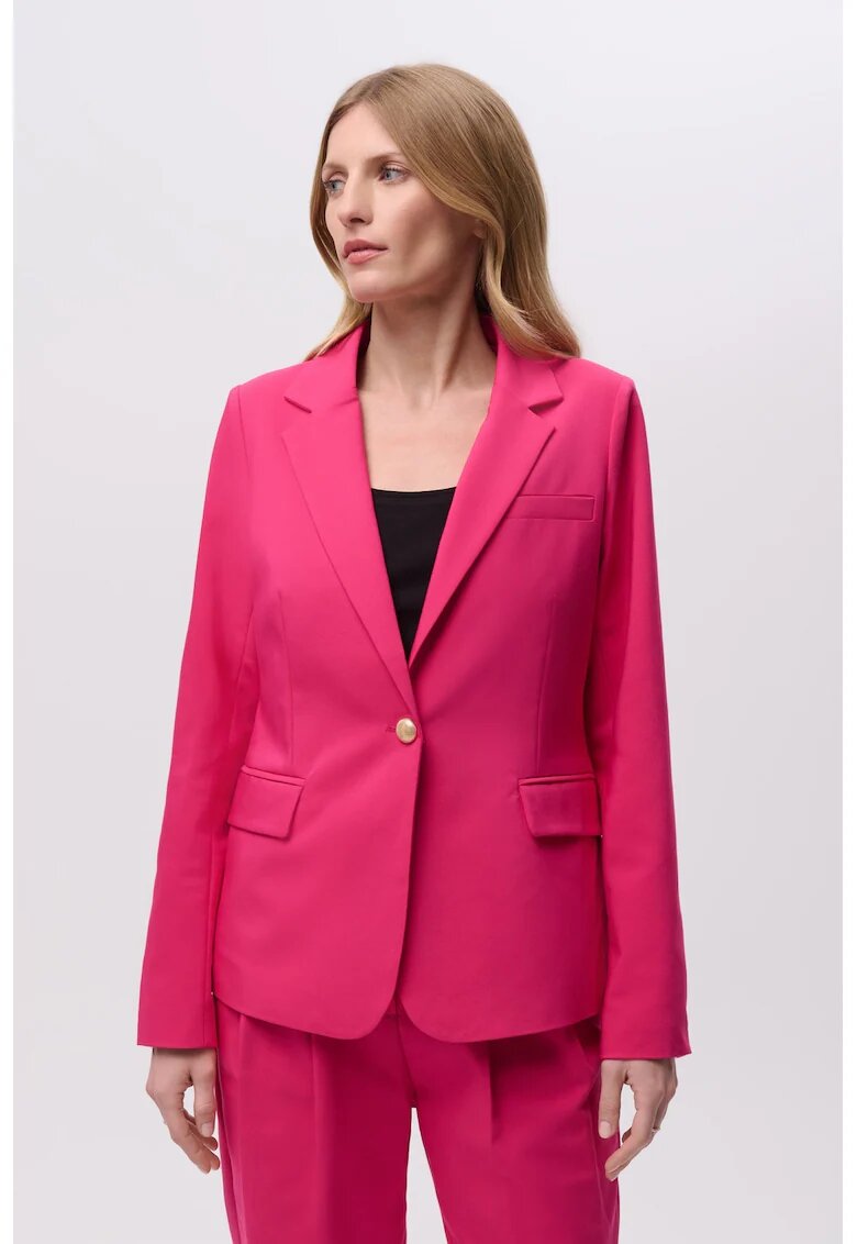 GreenPoint Sacou cu revere decupate si buzunare cu clapa - Fucsia