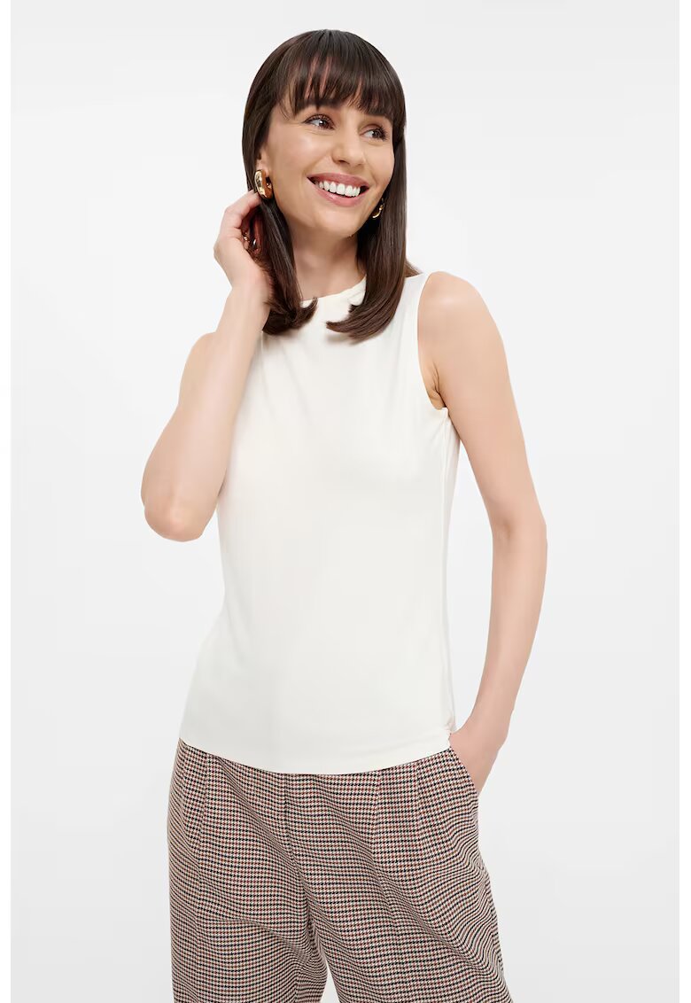 GreenPoint Top din amestec de viscoza cu model uni - Alb