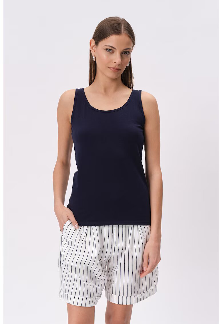 GreenPoint Top uni cu decolteu rotund - Negru/Negru stins