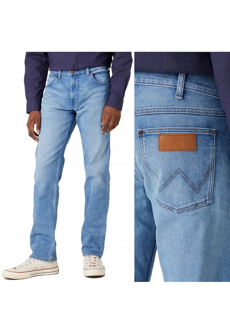 Greensboro Pantaloni jeans barbati Wrangler 803 - croi drept - respirabili - albastru - W33 L30