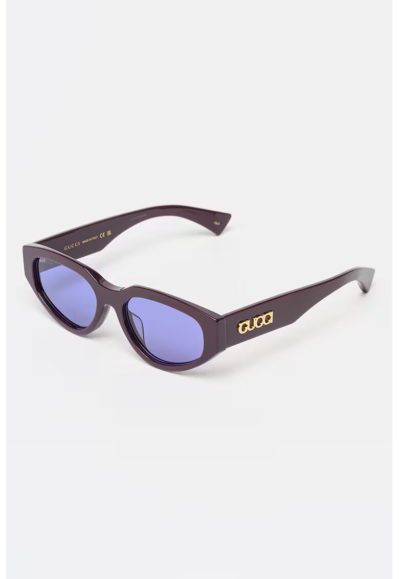 Gucci Ochelari de soare cu logo-uri laterale - Auriu/Violet pruna