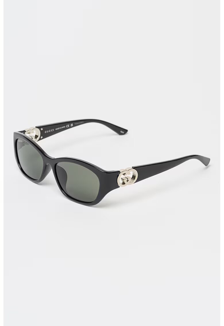 Gucci Ochelari de soare cu logo-uri laterale - Negru/Argintiu