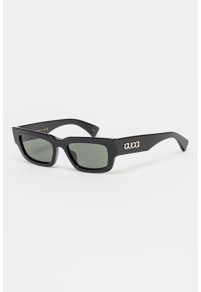 Gucci Ochelari de soare dreptunghiulari cu lentile uni - Negru