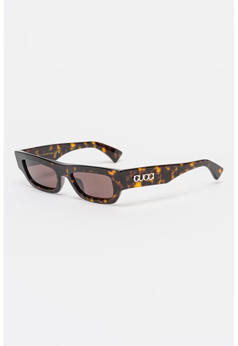 Gucci Ochelari de soare dreptunghiulari cu logo pe laterale - Maro