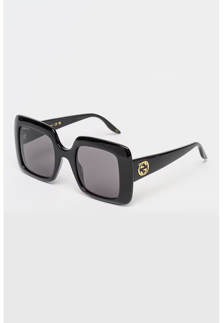 Gucci Ochelari de soare patrati cu logo - Auriu/Negru