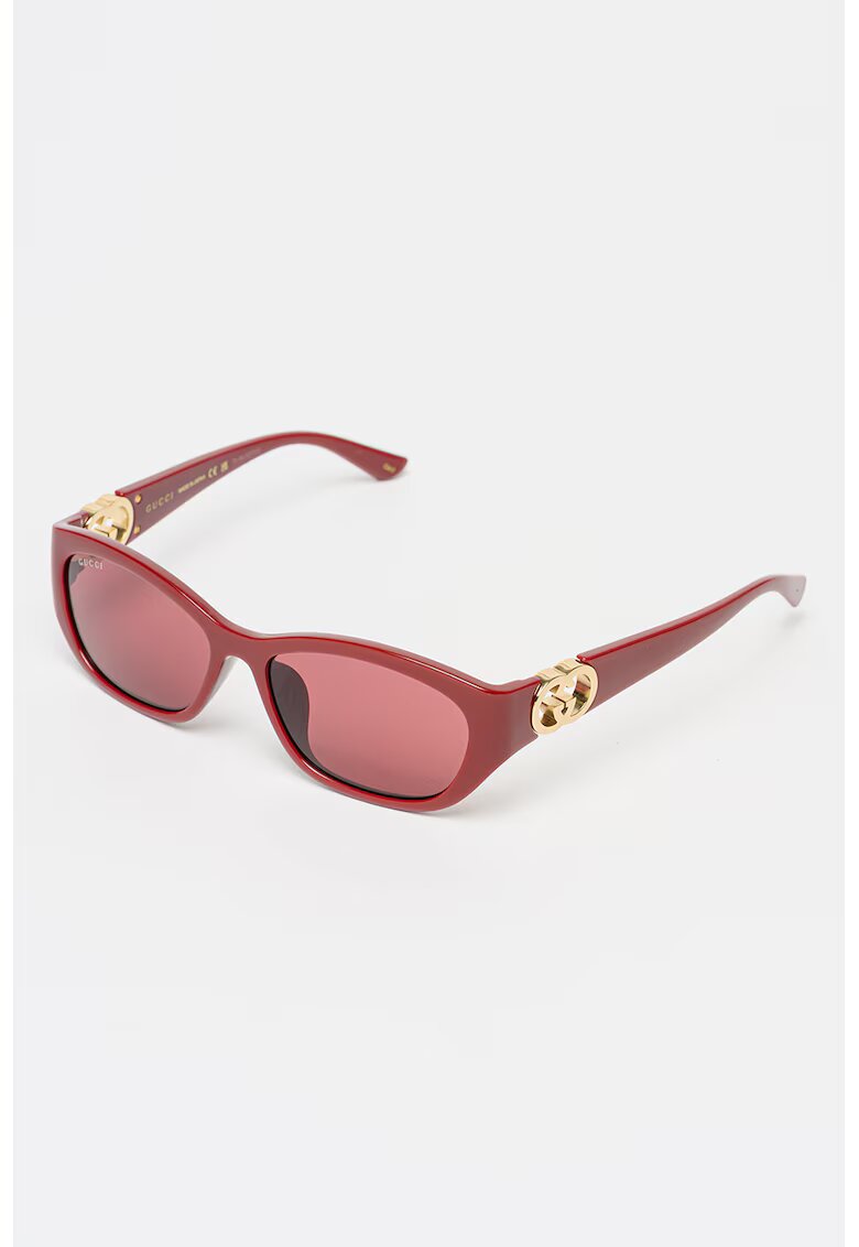 Gucci Ochelari de soare rotunzi cu lentie uni - Visiniu