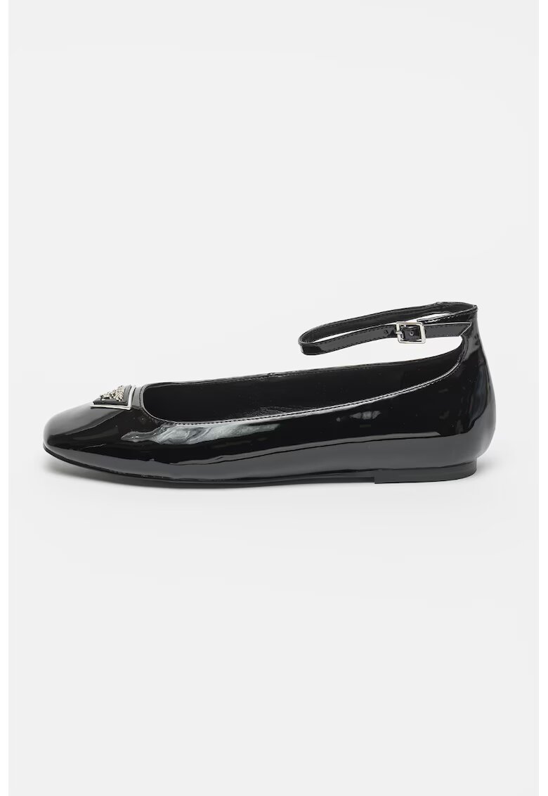 GUESS Balerini de piele ecologica cu bareta pe glezna - Negru