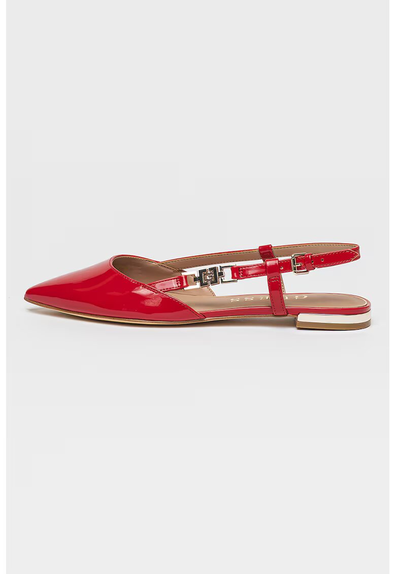 GUESS Balerini slingback de piele ecologica cu varf ascutit - Rosu/Auriu