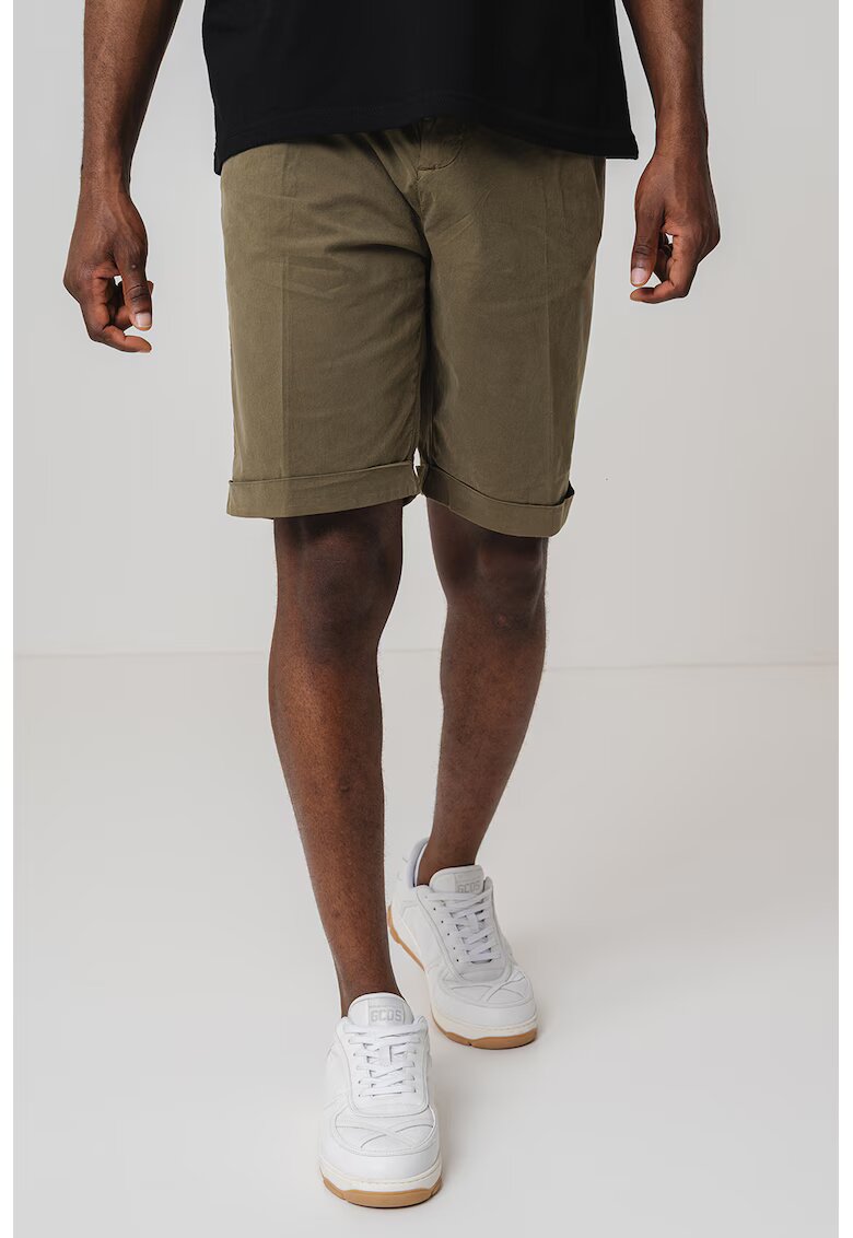 GUESS Bermude chino din amestec de bumbac si lyocell - Verde sparanghel