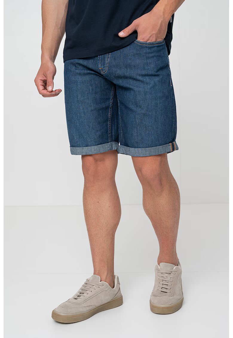 GUESS Bermude din denim cu talie medie - Albastru inchis