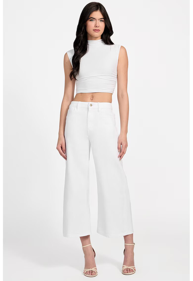 GUESS Blugi crop cu croiala ampla - Alb optic