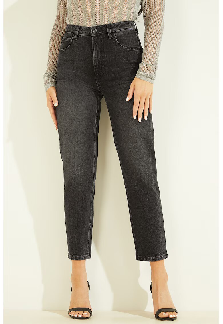 GUESS Blugi crop mom fit - Gri inchis