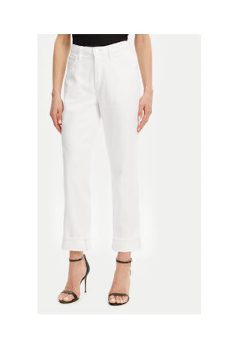 GUESS Blugi mom fit crop cu talie inalta
