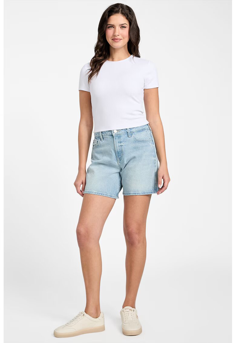 GUESS Blugi scurti cu aspect decolorat - Albastru pastel
