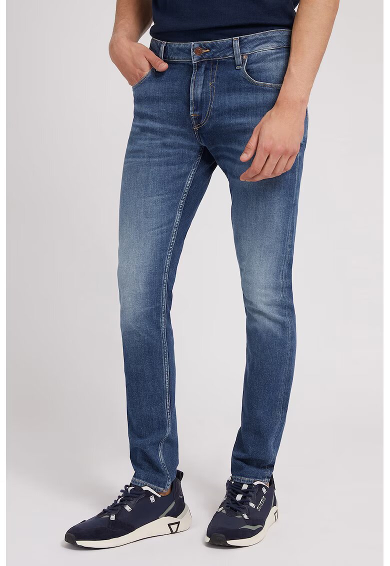 GUESS Blugi skinny cu aspect decolorat Chris - Albastru prafuit/Alb murdar