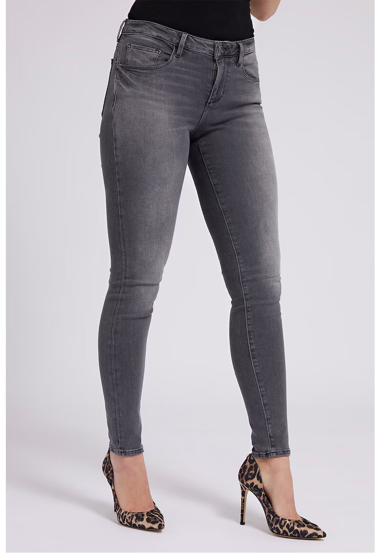 GUESS Blugi skinny cu talie medie Annette - Gri antracit