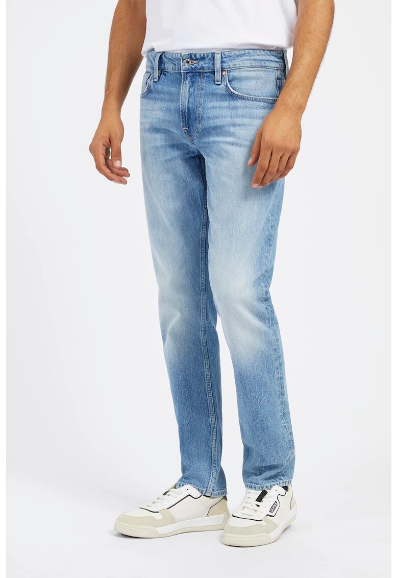 GUESS Blugi slim fit cu aspect decolorat - Albastru deschis