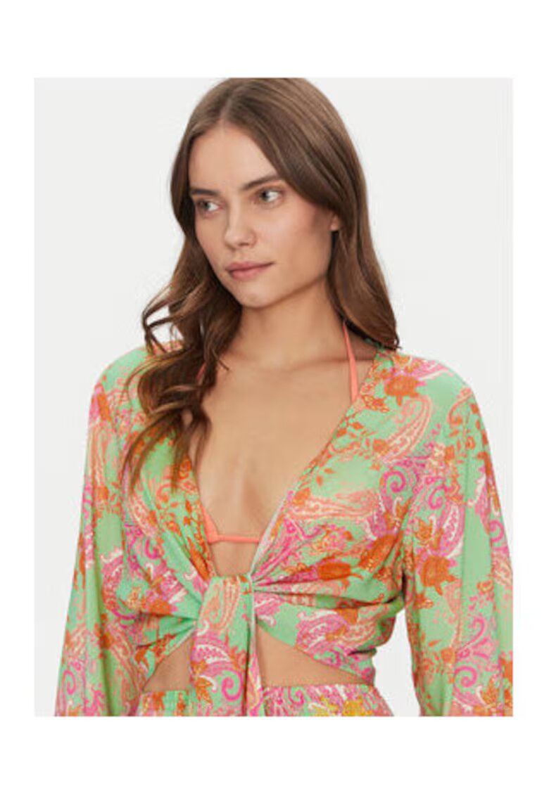 GUESS Bluza crop de plaja cu imprimeu paisley - Verde