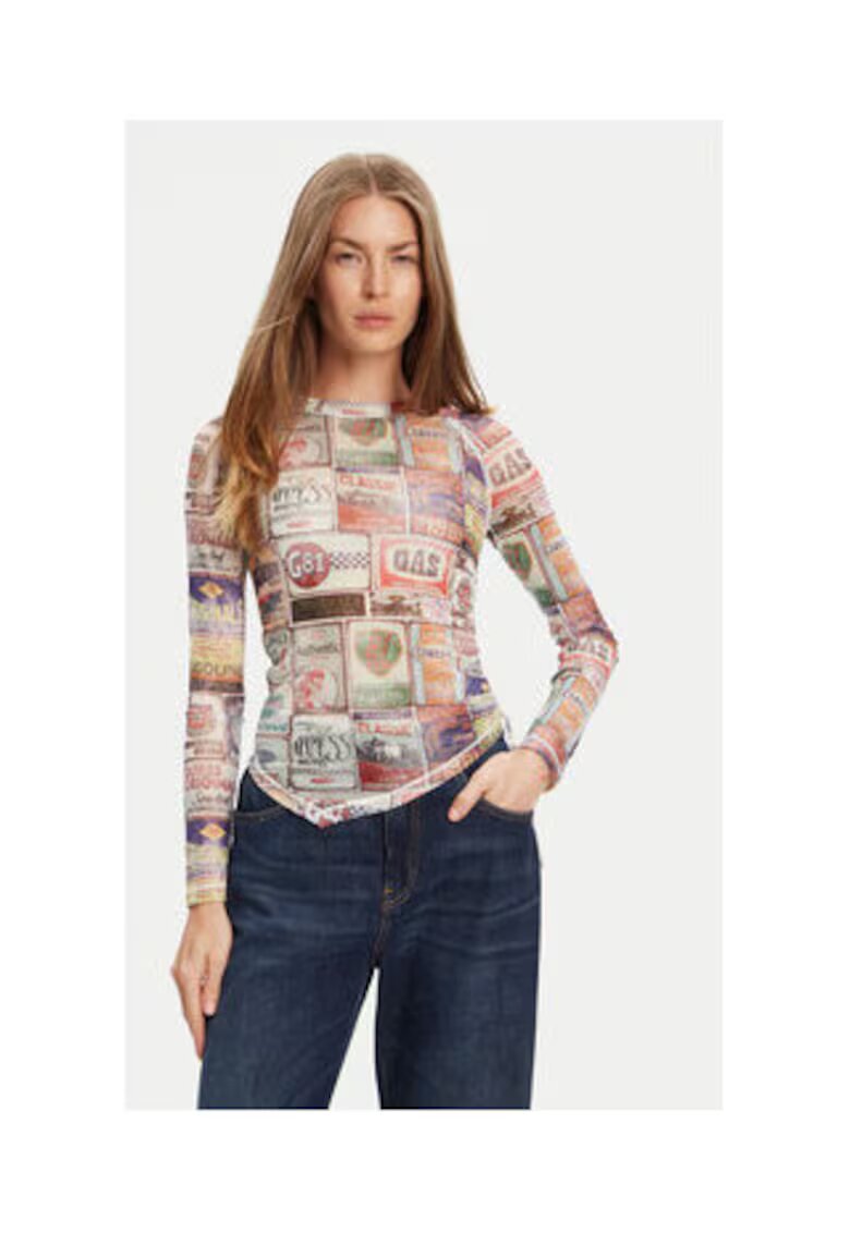 GUESS Bluza cu imprimeu si maneca lunga