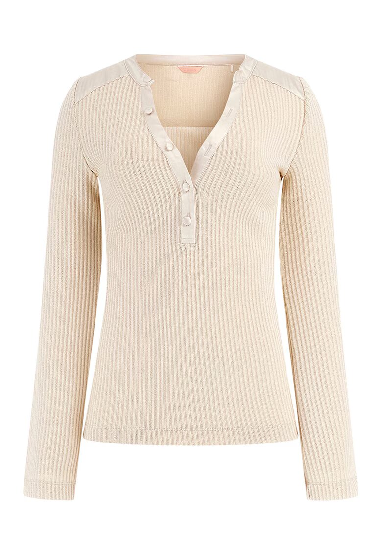 GUESS Bluza cu striatii si fenta cu nasturi - Crem