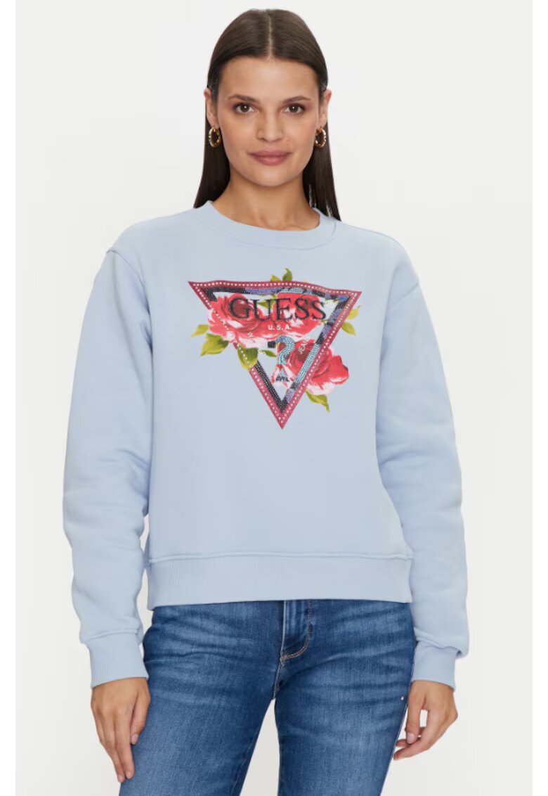 GUESS Bluza dama Bumbac - Albastru - Albastru