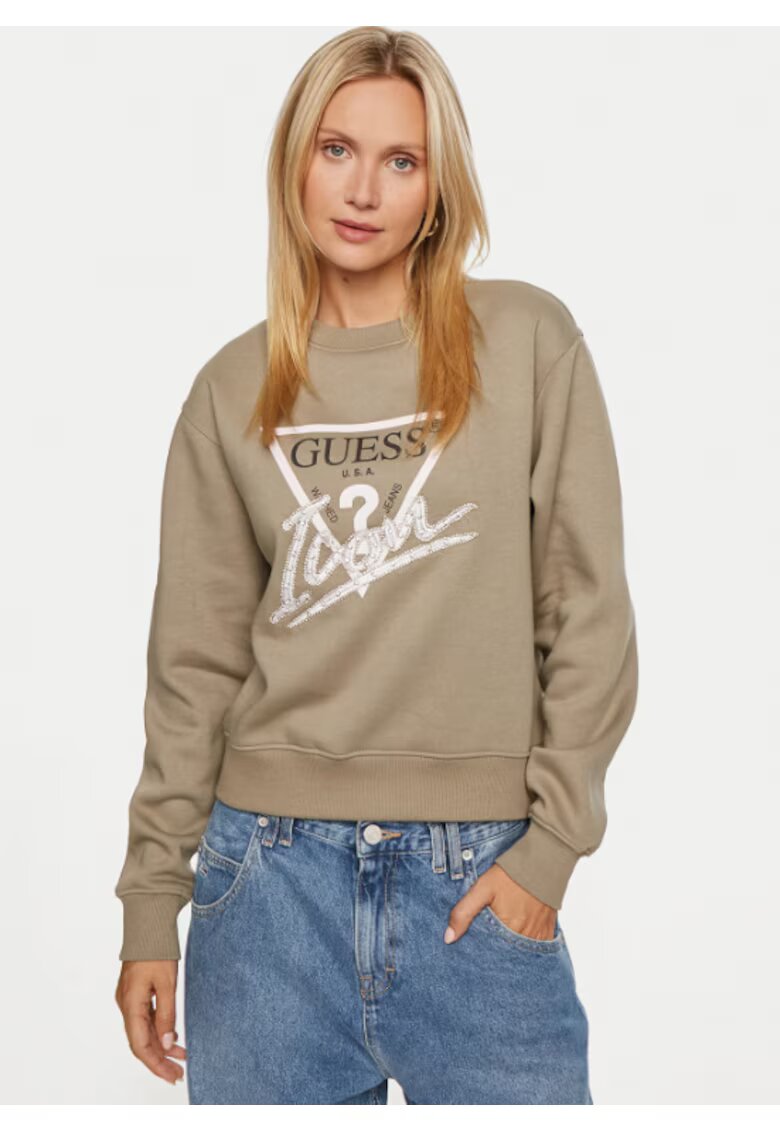 GUESS Bluza dama Bumbac - Verde - Verde