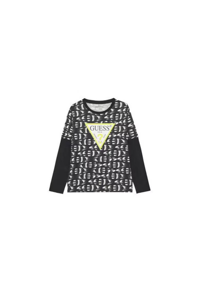 GUESS Bluza de bumbac cu model colorblock si logo frontal