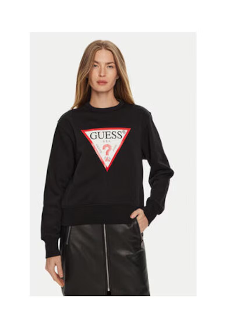 GUESS Bluza de trening cu amestec de bumba organic si imprimeu logo